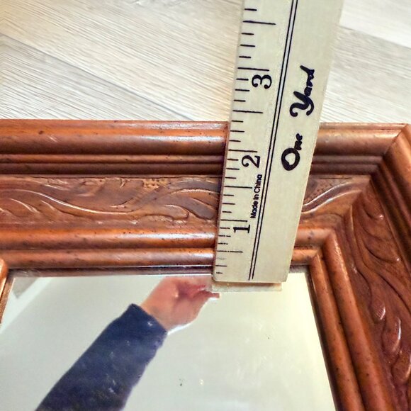 Wooden Framed Carved Sunken Wall Mirror Set of 2 Gallery Wall VTG Square Diamond - Picture 10 of 16